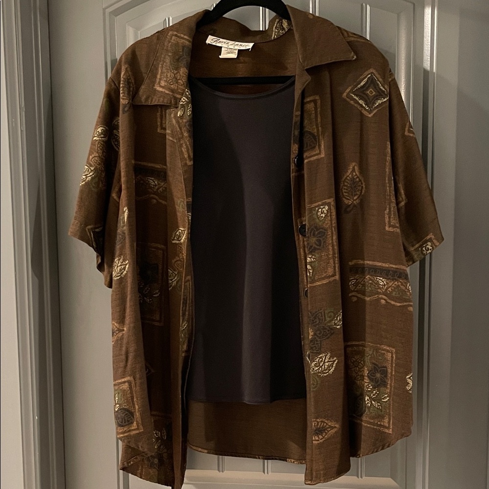 Womens Brown Patterned Shirt Jacket